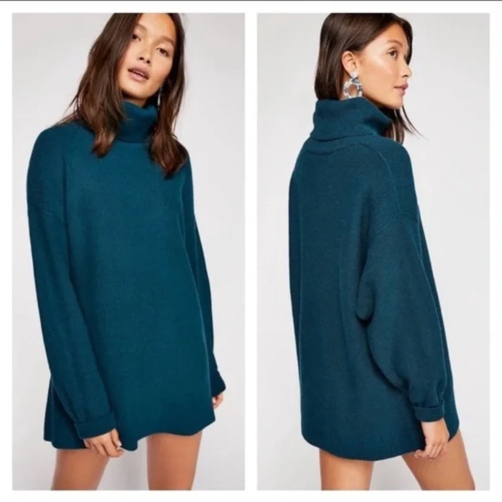 Free People softly structured‎ tunic sweater Jade green size Large